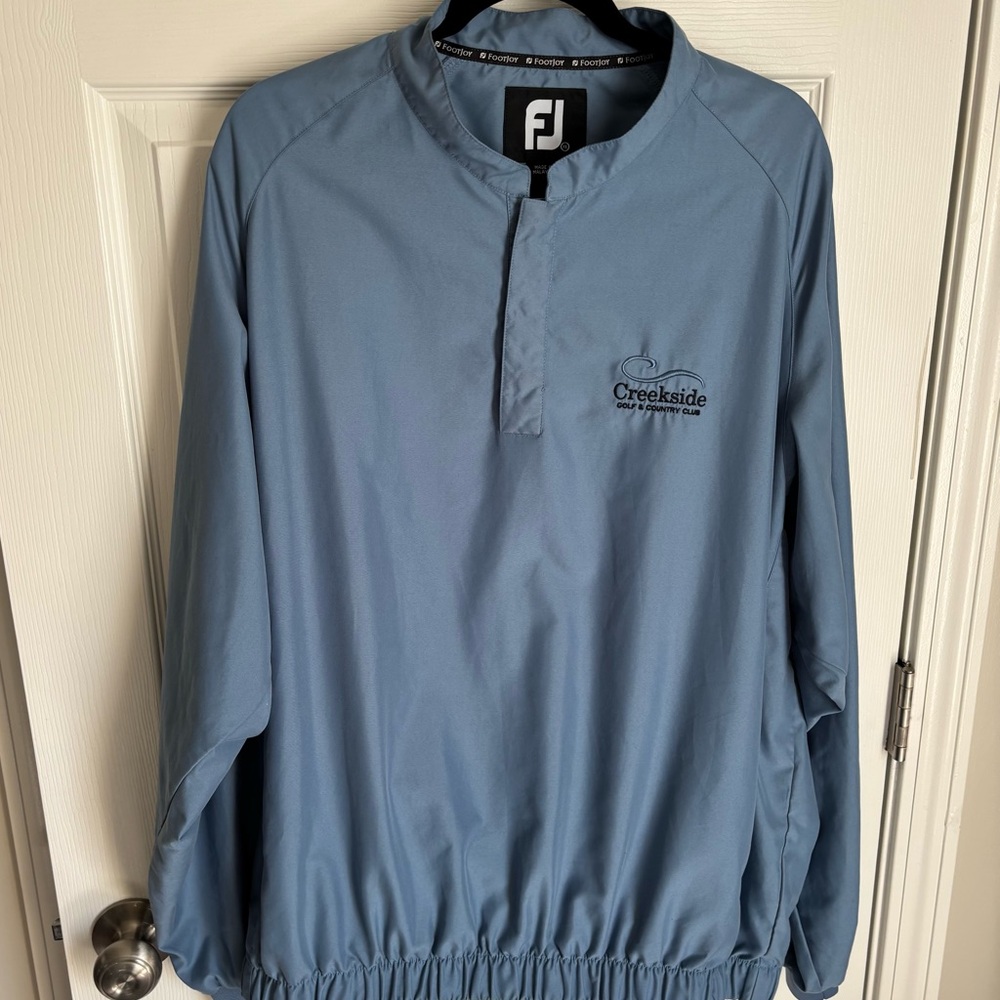 FootJoy Men’s Pull Over Snap Button Long Sleeve Blue Golf Jacket‎ Size XL Logo